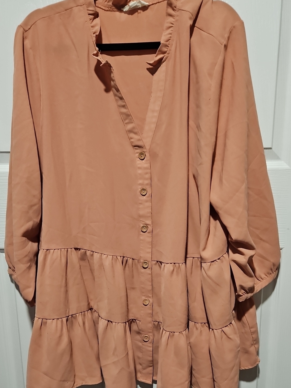 Entro Dusty Peach Tiered Button-Front Tunic
